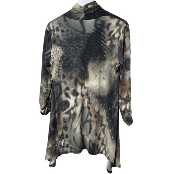 CLARA SUN WOO Tunic Top Small Stretch Jersey Artsy Modern Gray Print 3/4 sleeve - Picture 4 of 11